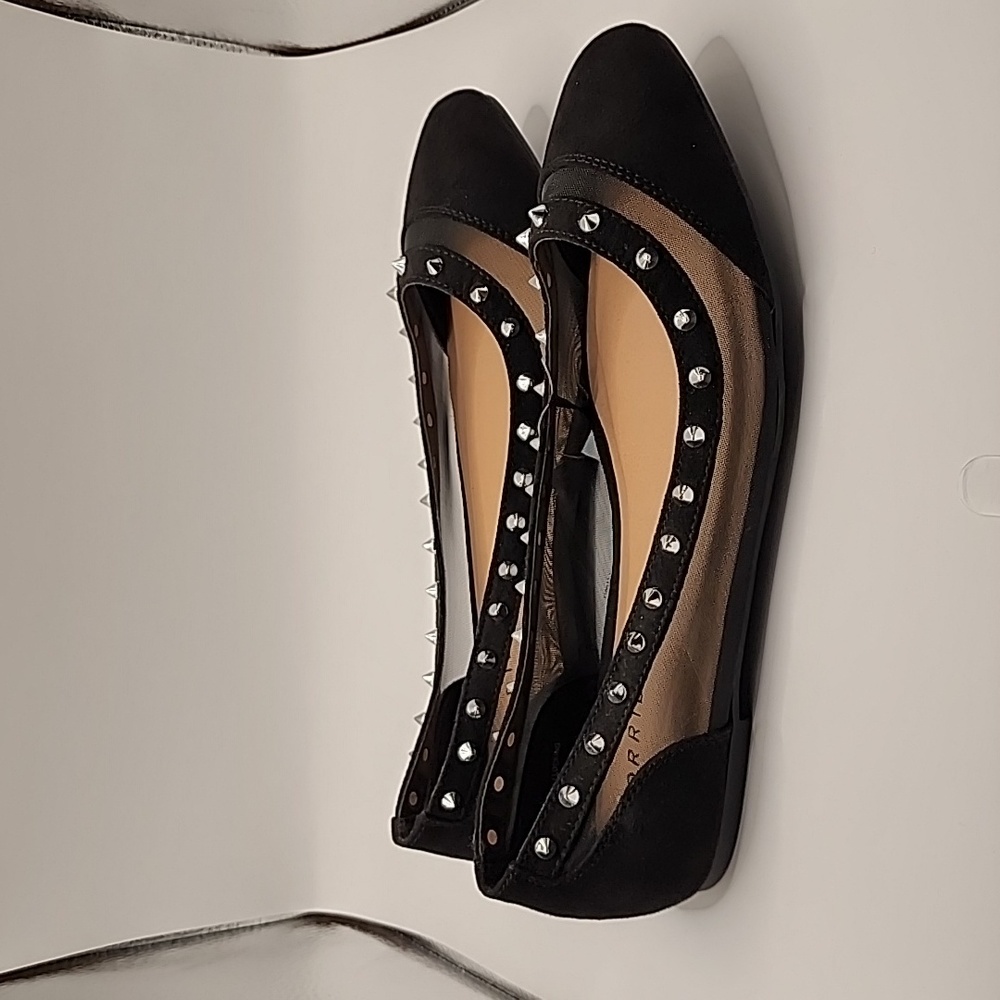 Torrid Mesh Studded Flat - Black Faux Suede size 8 (Wide Width)